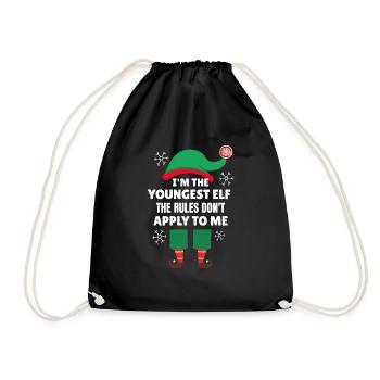 I m The Youngest Elf Matching Family Christmas - Turnbeutel - Schwarz - Vorne