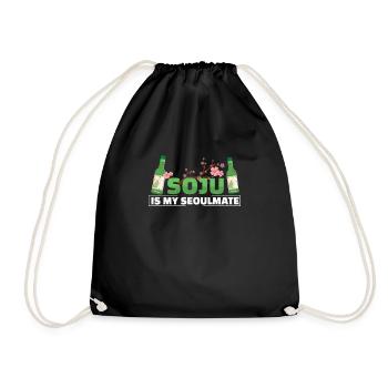 Soju Is My Seoulmate Funny Korean Liquor Drink - Drawstring Bag - black - Front