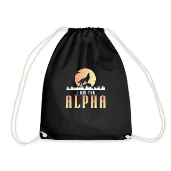 I Am The Alpha Howling Wolf Full Moon For Epic - Drawstring Bag - black - Front