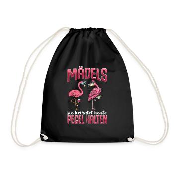 Flamingo JGA - Turnbeutel - Schwarz - Vorne