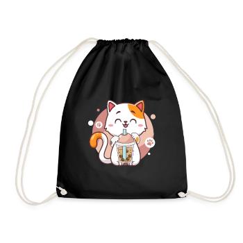 Cat Boba Tea Bubble Tea Anime Kawaii Neko - Sac de sport léger - noir - Devant