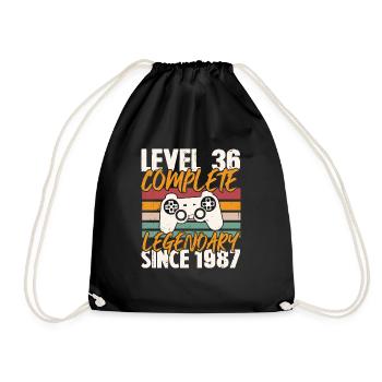 Birthday Gift, Level 36 Complete 1987 - Drawstring Bag - black - Front