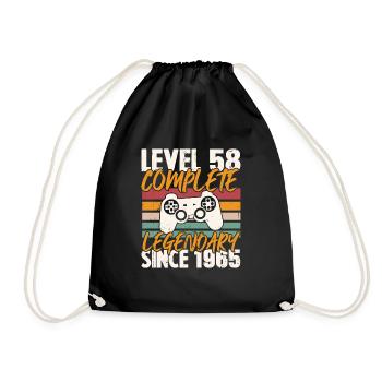 Birthday Present, Level 58 Complete 1965 - Drawstring Bag - black - Front