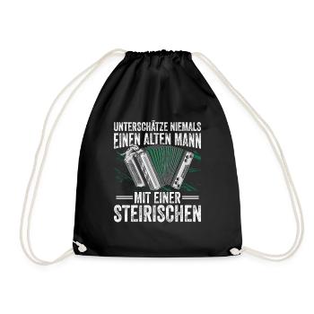 Steirische Harmonika Quetschn Ziachorgel - Turnbeutel - Schwarz - Vorne
