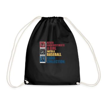 Vintage-Baseball-Kartensammlung für ein Mädchen - Turnbeutel - Schwarz - Vorne