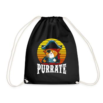 Purrate - Drawstring Bag - black - Front