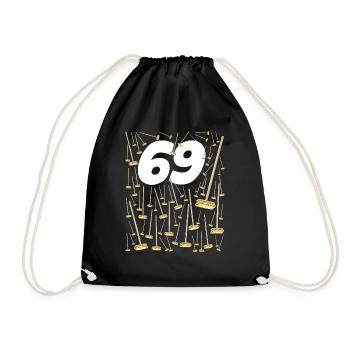 69 birthday brooms funny man or woman - Drawstring Bag - black - Front
