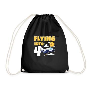Flying Into 4 Avion Pilote 4 ans 4e anniversaire - Sac de sport léger - noir - Devant