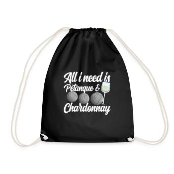 Petanque Boule Game Set Boccia - Drawstring Bag - black - Front