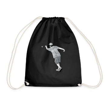 Petanque Boule Game Set Boccia - Drawstring Bag - black - Front