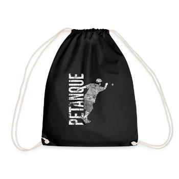 Petanque Boule Game Set Boccia - Drawstring Bag - black - Front