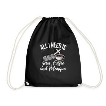 Petanque Boule Game Set Boccia - Drawstring Bag - black - Front