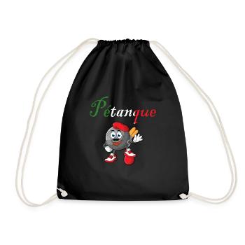 Petanque Boule Game Set Boccia - Drawstring Bag - black - Front
