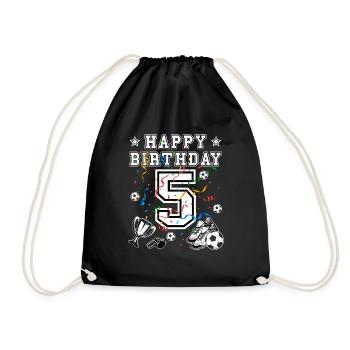 Football Birthday 5 Years Football Jersey Football - Drawstring Bag - black - Front