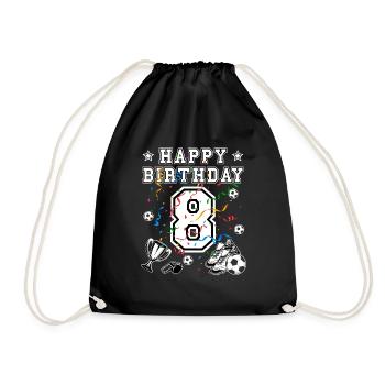 Football Birthday 8 years Football jersey Football - Drawstring Bag - black - Front