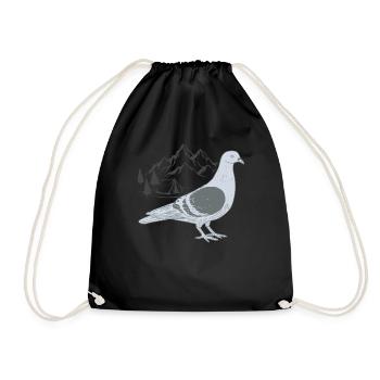 pigeon in the mountains - Drawstring Bag - black - Front