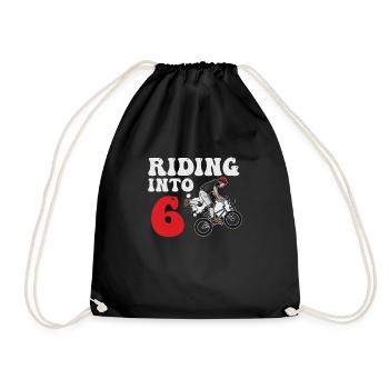 Riding Into 6 BMX Racing Bike 6 Year Old 6th - Drawstring Bag - black - Front