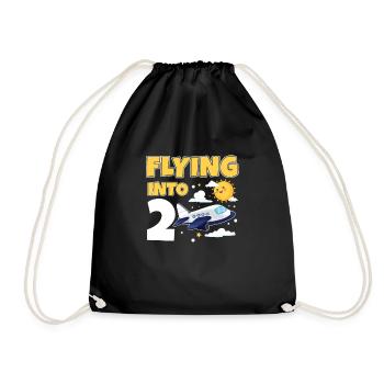 Flying Into 2 Avion Pilote 2 ans 2e anniversaire - Sac de sport léger - noir - Devant