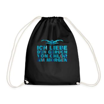 Schwimmen Ich liebe den Geruch von Chlor am Morgen - Turnbeutel - Schwarz - Vorne