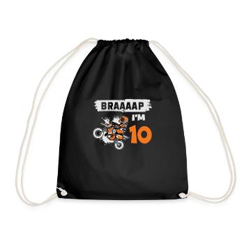 Braaaap I'm 10 Dirt Bike Motocross 10 Jahr 10. - Turnbeutel - Schwarz - Vorne