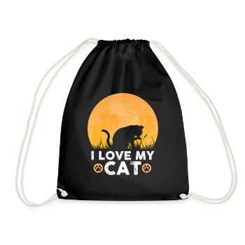 I love my cat - Drawstring Bag - black - Front
