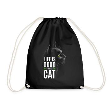 Das Leben Ist Gut Mit Einer Katze - Turnbeutel - Schwarz - Vorne