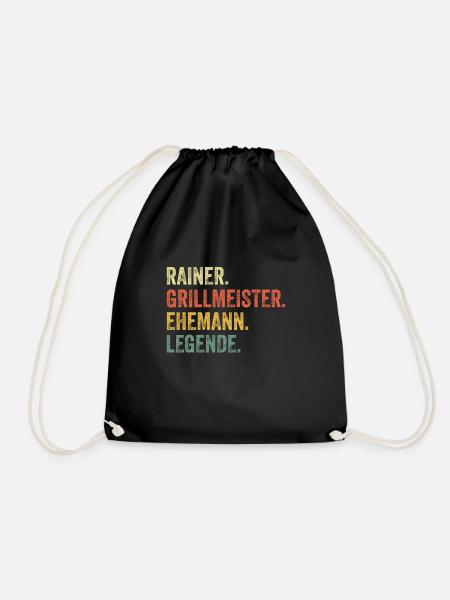 Rainer Grillmeister Ehemann Vorname Grillen - Turnbeutel - Schwarz