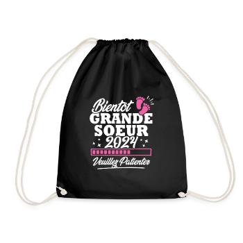 Bientôt grande soeur 2024 - Sac de sport léger - noir - Devant