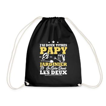 J'ai deux titres Papy et Jardinier - Sac de sport léger - noir - Devant