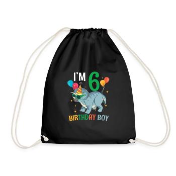 J’ai 6 ans garçon d’anniversaire tricératops 6 ans 6ème - Sac de sport léger - noir - Devant