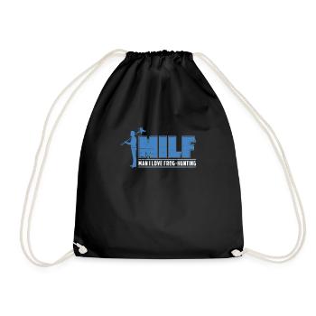 Man I Love Frog-Hunting Funny Frog Gigging - Drawstring Bag - black - Front