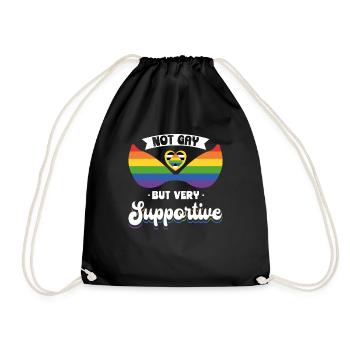 Not Gay But Very Supportive LGBTQ Ally - Drawstring Bag - black - Front