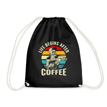 Das Leben Beginnt Nach Dem Kaffee - Turnbeutel - Schwarz - Vorne