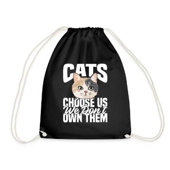 Cats choose us, we don't own them - Drawstring Bag - black - Front