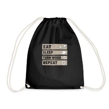 Eat Sleep Funny Wood Turning Wood Lathe Operator - Drawstring Bag - black - Front