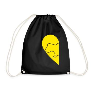 Ukraine Contour Map Love for the couple Heart Flag - Drawstring Bag - black - Front