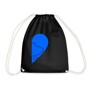 Ukraine Contour Map Love for the couple Heart Flag - Drawstring Bag - black - Front