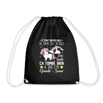 Je vais être grande soeur - Sac de sport léger - noir - Devant