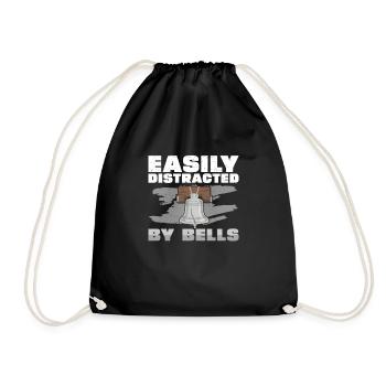 Easily Distracted By Funny Bell Ringing Hobby A - Drawstring Bag - black - Front