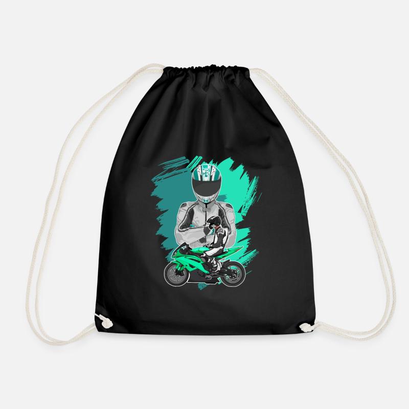 Motorcycle Lifestyle / Motorcycle / Motorcycle biker - Drawstring Bag - black