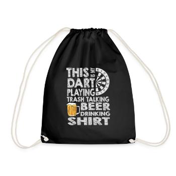 Dart & Bier Lustiger Darts Spruch - Turnbeutel - Schwarz - Vorne