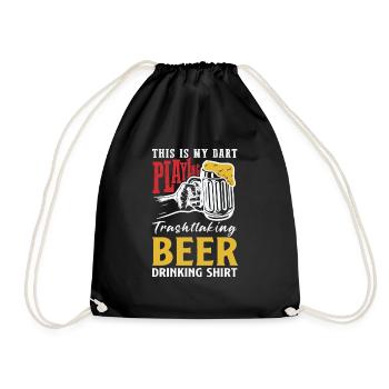 Dart & Bier Lustiger Darts Spruch - Turnbeutel - Schwarz - Vorne
