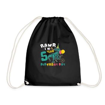 Rawr j'ai 5 ans garçon d'anniversaire Raptor 5 ans 5e - Sac de sport léger - noir - Devant