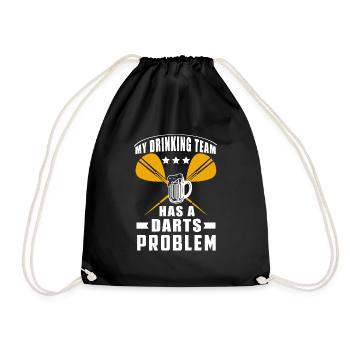 Dart & Bier Lustiger Darts Spruch - Turnbeutel - Schwarz - Vorne