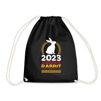 2023 The year of the rabbit Chinese Zodiac - Drawstring Bag - black - Front