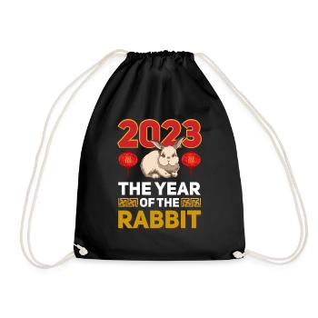2023 The year of the rabbit Chinese Zodiac - Drawstring Bag - black - Front