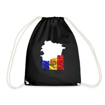 Andorra Flagge Und Landkarte - Turnbeutel - Schwarz - Vorne