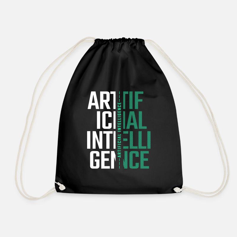 AI Artificial Intelligence Futuristic Nerd Gift - Drawstring Bag - black