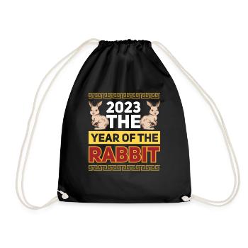 2023 The year of the rabbit Chinese Zodiac - Drawstring Bag - black - Front