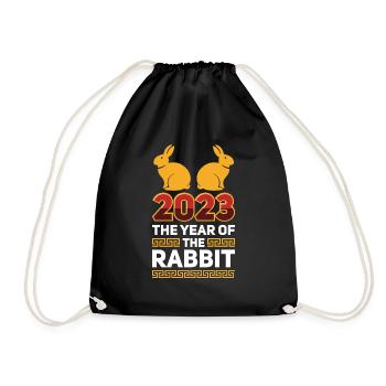 2023 The year of the rabbit Chinese Zodiac - Drawstring Bag - black - Front